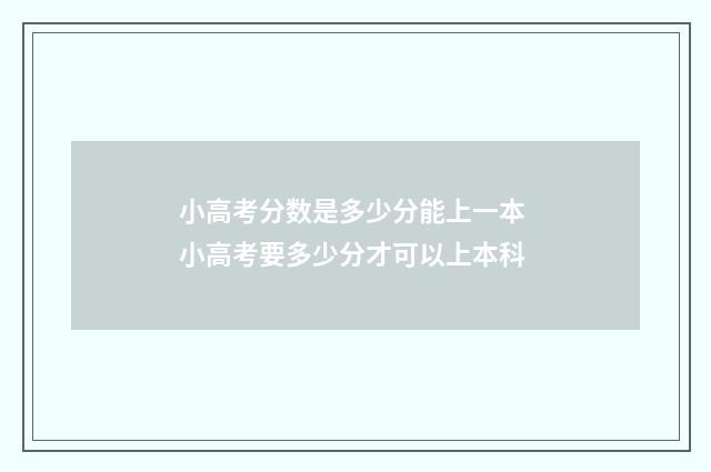 小高考分数是多少分能上一本 小高考要多少分才可以上本科