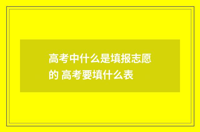 高考中什么是填报志愿的 高考要填什么表