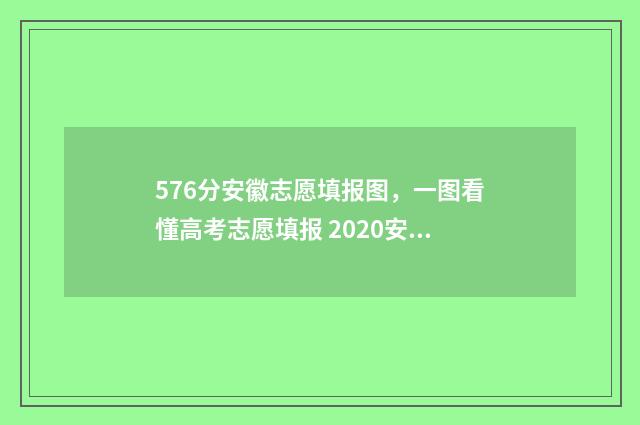 576分安徽志愿填报图，一图看懂高考志愿填报 2020安徽高考志愿录取规则