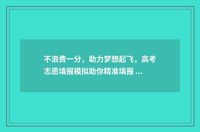 不浪费一分，助力梦想起飞，高考志愿填报模拟助你精准填报 不浪费一分一秒用成语怎么说
