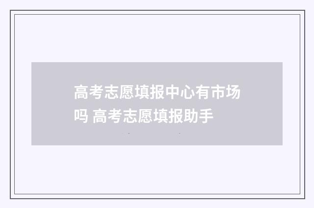 高考志愿填报中心有市场吗 高考志愿填报助手