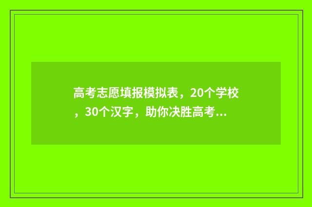 高考志愿填报模拟表，20个学校，30个汉字，助你决胜高考！ 高考志愿填报模拟入口2024