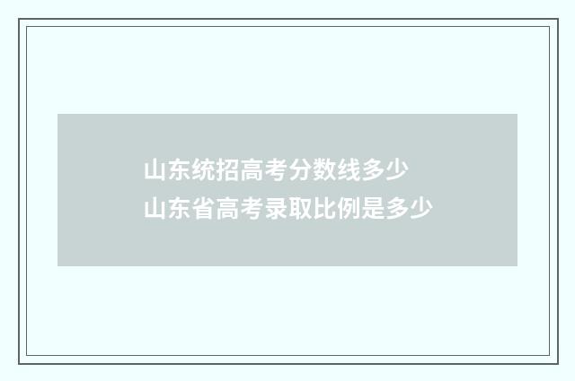 山东统招高考分数线多少 山东省高考录取比例是多少