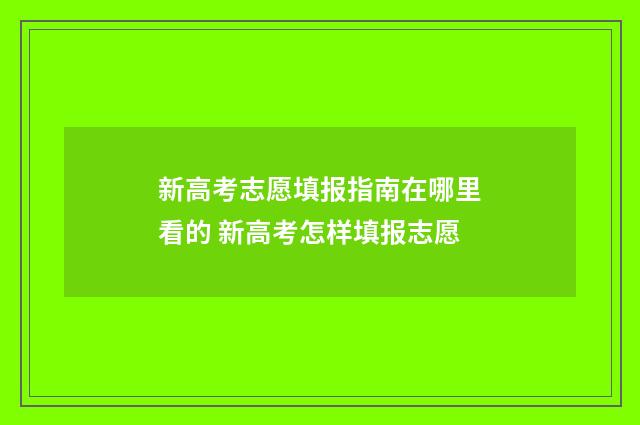 新高考志愿填报指南在哪里看的 新高考怎样填报志愿
