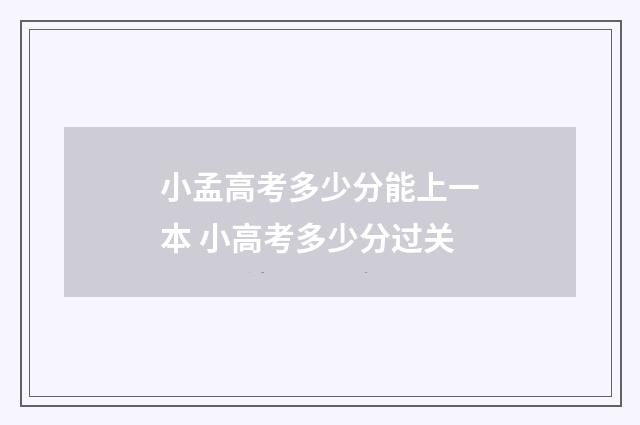小孟高考多少分能上一本 小高考多少分过关