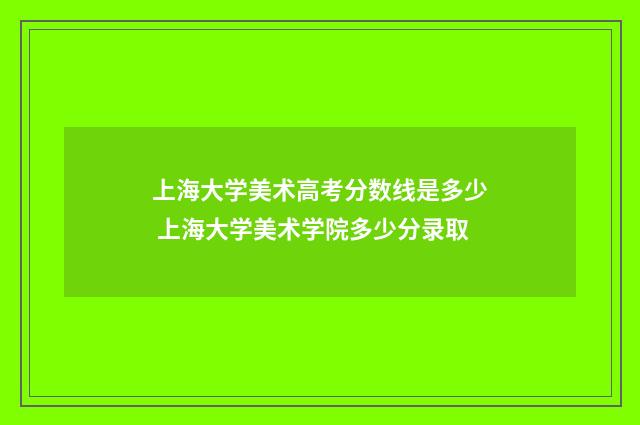 上海大学美术高考分数线是多少 上海大学美术学院多少分录取