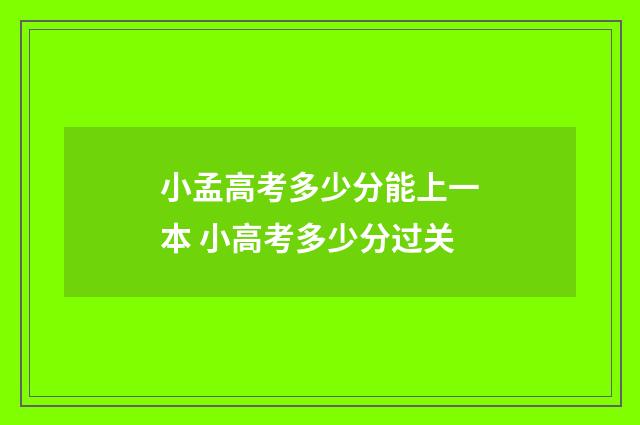 小孟高考多少分能上一本 小高考多少分过关