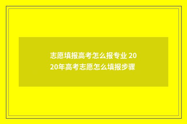 志愿填报高考怎么报专业 2020年高考志愿怎么填报步骤