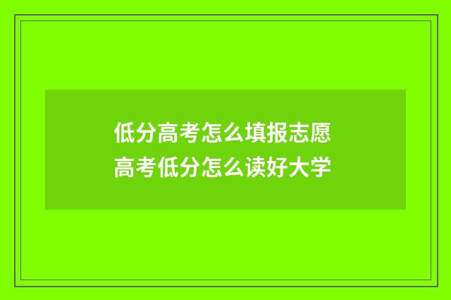 低分高考怎么填报志愿 高考低分怎么读好大学