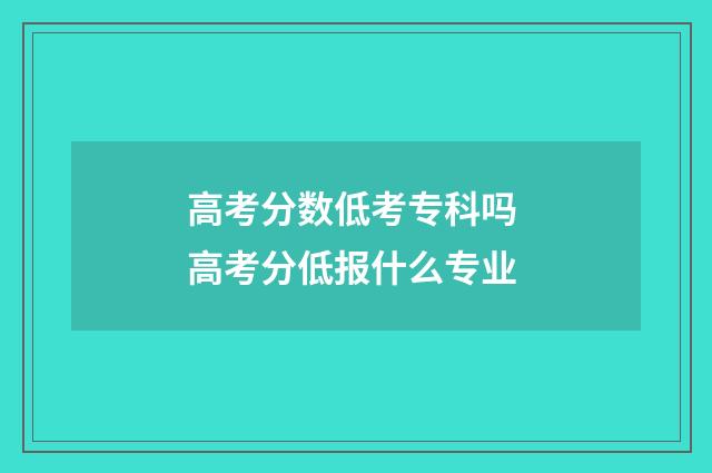 高考分数低考专科吗 高考分低报什么专业