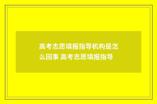高考志愿填报指导机构是怎么回事 高考志愿填报指导