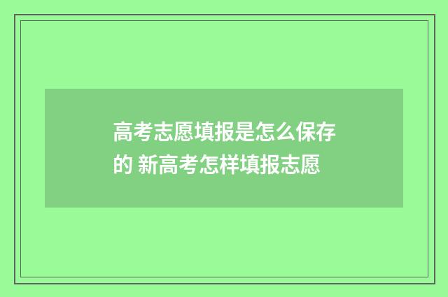 高考志愿填报是怎么保存的 新高考怎样填报志愿