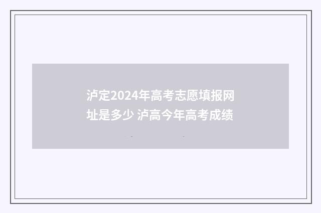 泸定2024年高考志愿填报网址是多少 泸高今年高考成绩