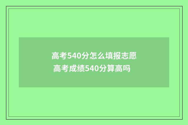 高考540分怎么填报志愿 高考成绩540分算高吗