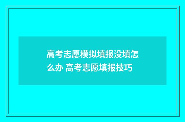 高考志愿模拟填报没填怎么办 高考志愿填报技巧