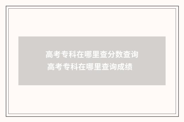 高考专科在哪里查分数查询 高考专科在哪里查询成绩