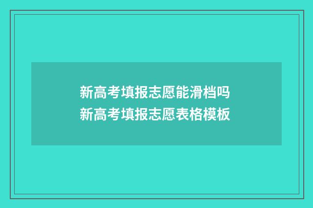 新高考填报志愿能滑档吗 新高考填报志愿表格模板