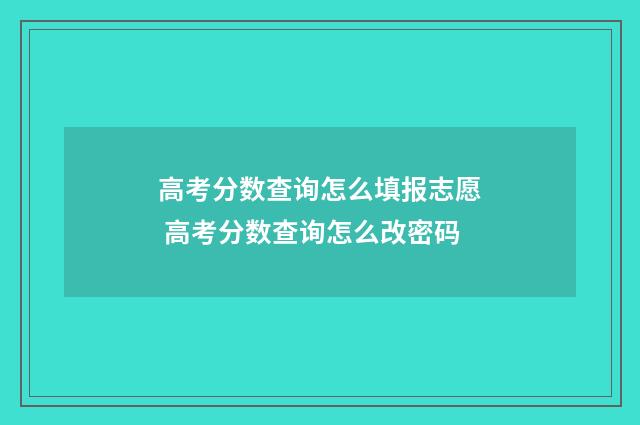 高考分数查询怎么填报志愿 高考分数查询怎么改密码