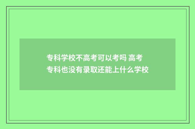 专科学校不高考可以考吗 高考专科也没有录取还能上什么学校