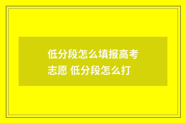 低分段怎么填报高考志愿 低分段怎么打
