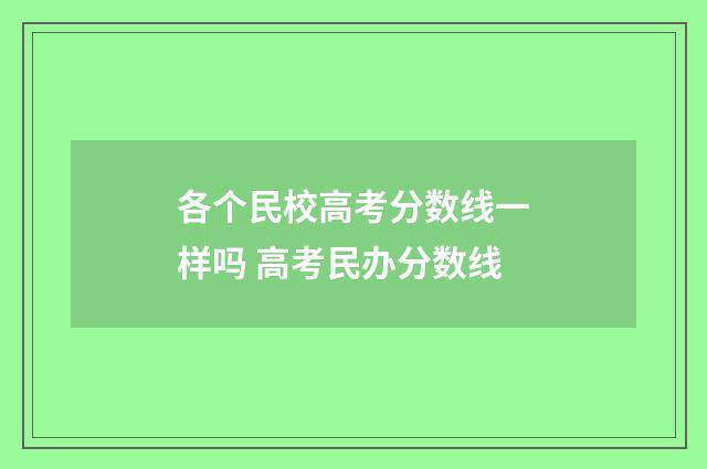 各个民校高考分数线一样吗 高考民办分数线