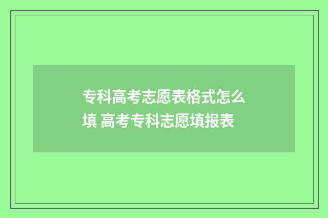 专科高考志愿表格式怎么填 高考专科志愿填报表