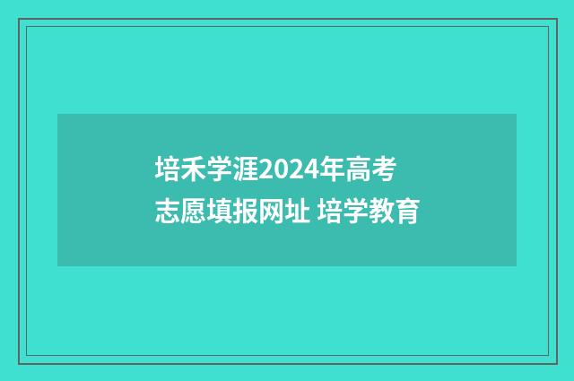 培禾学涯2024年高考志愿填报网址 培学教育