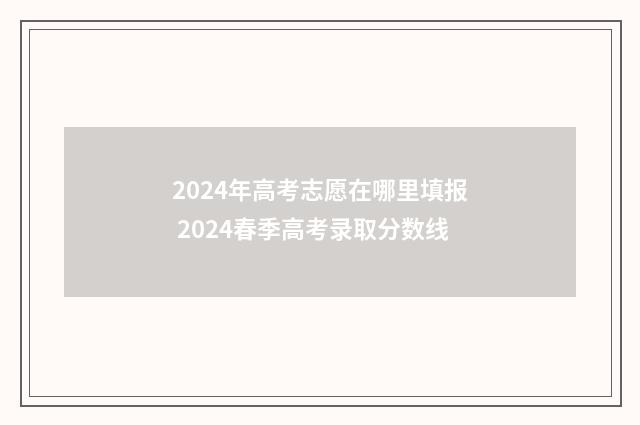2024年高考志愿在哪里填报 2024春季高考录取分数线