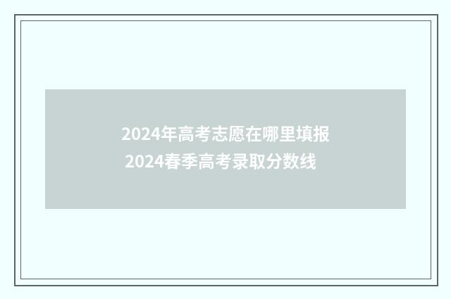 2024年高考志愿在哪里填报 2024春季高考录取分数线