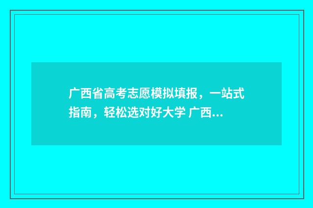 广西省高考志愿模拟填报，一站式指南，轻松选对好大学 广西省高考志愿填报系统