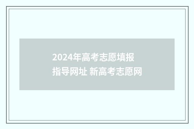 2024年高考志愿填报指导网址 新高考志愿网