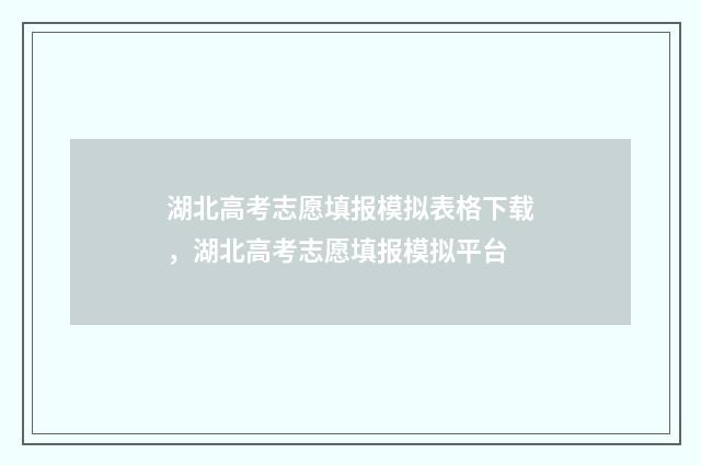 湖北高考志愿填报模拟表格下载，湖北高考志愿填报模拟平台