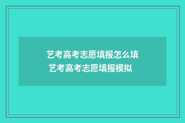 艺考高考志愿填报怎么填 艺考高考志愿填报模拟