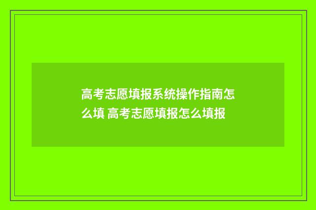 高考志愿填报系统操作指南怎么填 高考志愿填报怎么填报