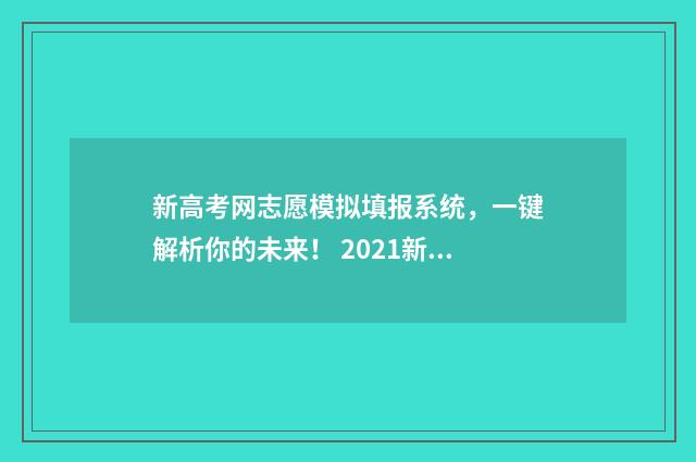 新高考网志愿模拟填报系统，一键解析你的未来！ 2021新高考志愿模板