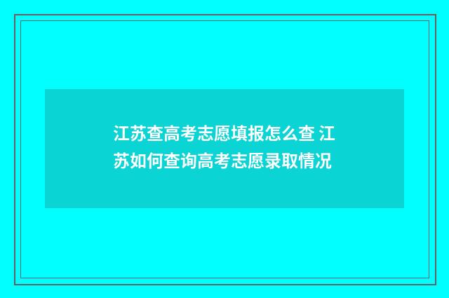 江苏查高考志愿填报怎么查 江苏如何查询高考志愿录取情况