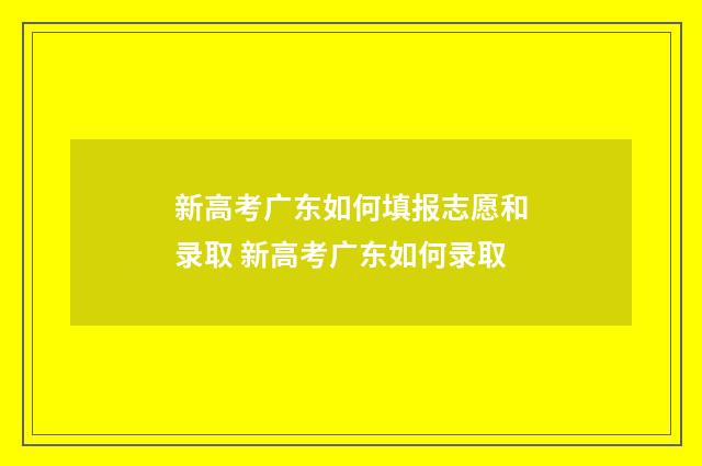 新高考广东如何填报志愿和录取 新高考广东如何录取