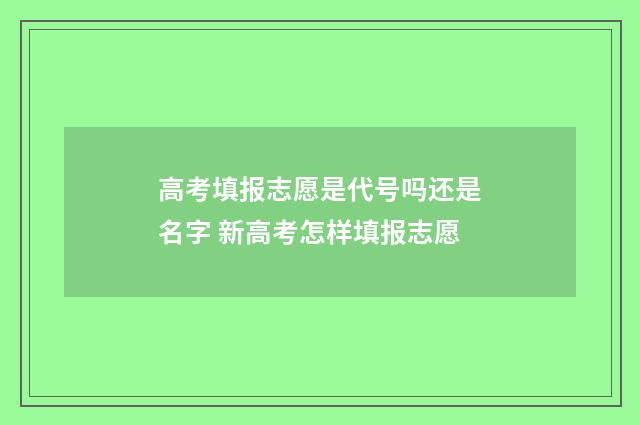 高考填报志愿是代号吗还是名字 新高考怎样填报志愿