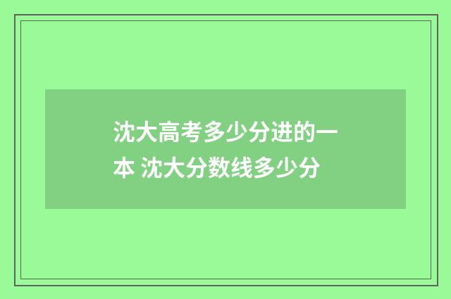 沈大高考多少分进的一本 沈大分数线多少分