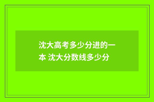 沈大高考多少分进的一本 沈大分数线多少分