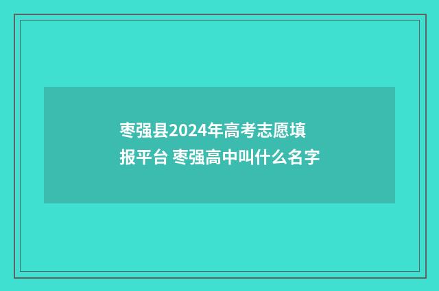 枣强县2024年高考志愿填报平台 枣强高中叫什么名字