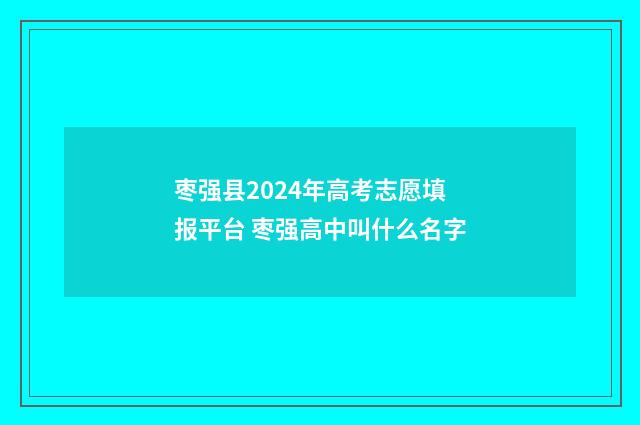 枣强县2024年高考志愿填报平台 枣强高中叫什么名字