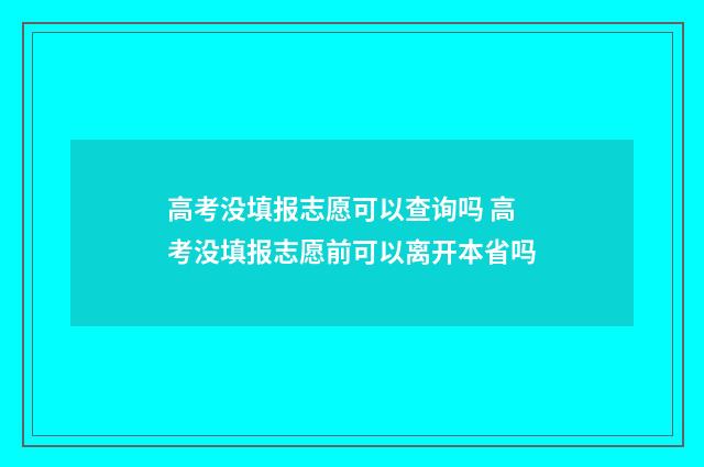 高考没填报志愿可以查询吗 高考没填报志愿前可以离开本省吗