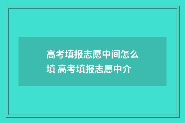 高考填报志愿中间怎么填 高考填报志愿中介