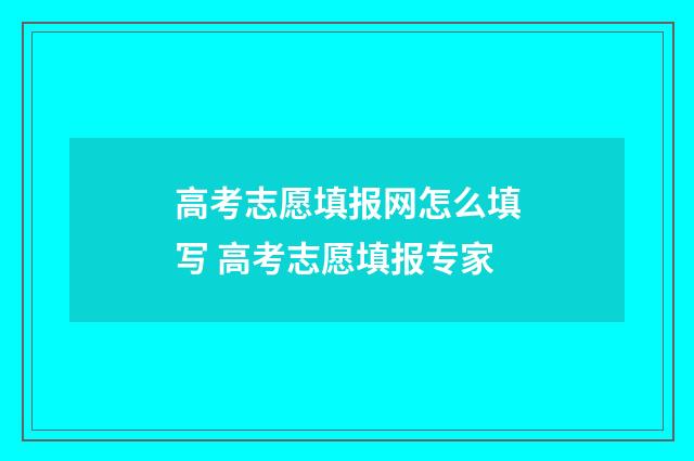 高考志愿填报网怎么填写 高考志愿填报专家