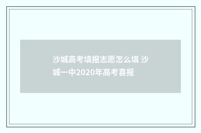 沙城高考填报志愿怎么填 沙城一中2020年高考喜报