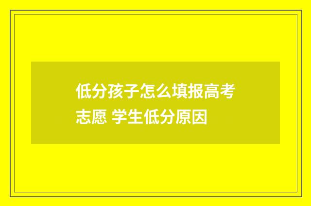 低分孩子怎么填报高考志愿 学生低分原因