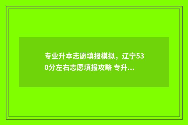 专业升本志愿填报模拟，辽宁530分左右志愿填报攻略 专升本填志愿怎么填