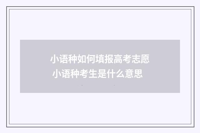 小语种如何填报高考志愿 小语种考生是什么意思