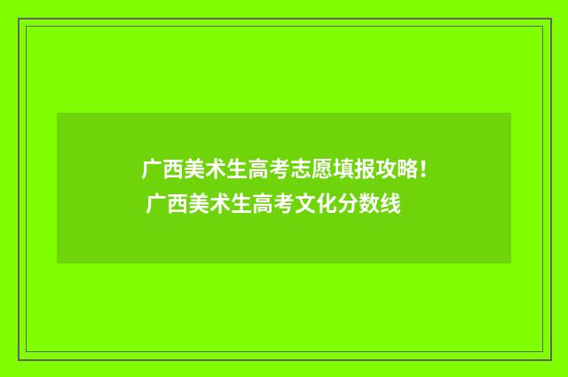 广西美术生高考志愿填报攻略！ 广西美术生高考文化分数线